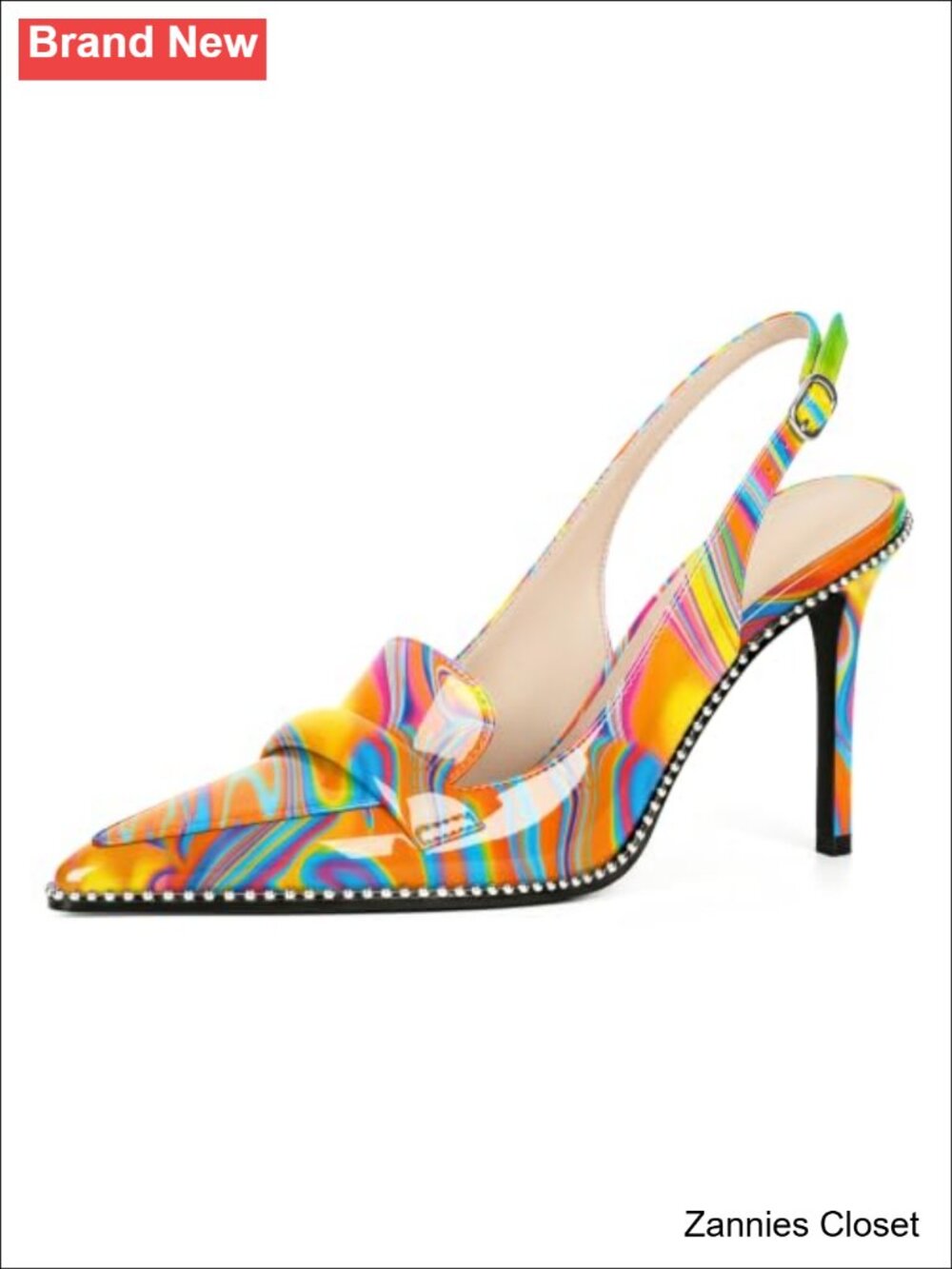 ✨Slingback Stiletto Heels Beaded Pointed Toe Pumps